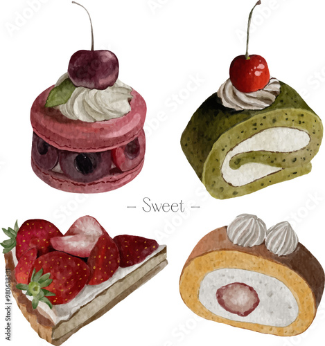hand drawn desserts element design for templates.