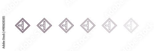 side road sign outline icon. Linear vector from traffic signs concept. 6 different line style side road sign icon included thin, light, regular, medium, bold, black