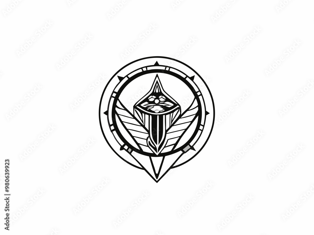 A captivating and intricate logo design, evoking themes of power, protection, and ancient wisdom, with a mesmerizing blend of geometric patterns and a central, symbolic figure A captivating and intricate logo design, evoking themes of power, protection, and ancient wisdom, with a mesmerizing blend of geometric patterns and a central, symbolic figure