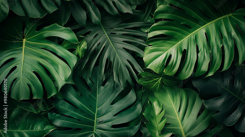 Fototapeta premium Tropical green leaves background
