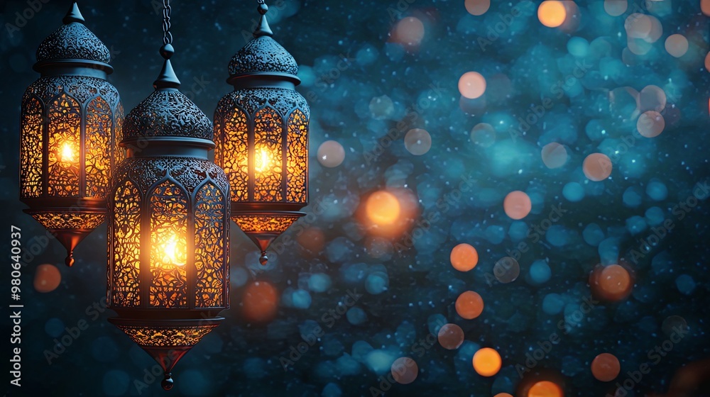 Ramadan Kareem greeting card with ornamental 