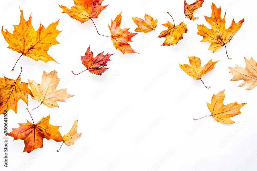Autumn maple leaves falling isolated on white background Autumn maple leaves falling isolated on white background