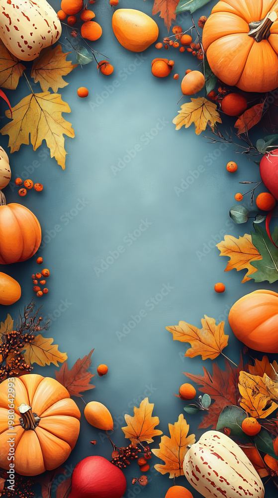 Festive mock-up frame with pumpkins, autumn foliage, and Thanksgiving theme, pumpkins, foliage, Thanksgiving Festive mock-up frame with pumpkins, autumn foliage, and Thanksgiving theme, pumpkins, foliage, Thanksgiving
