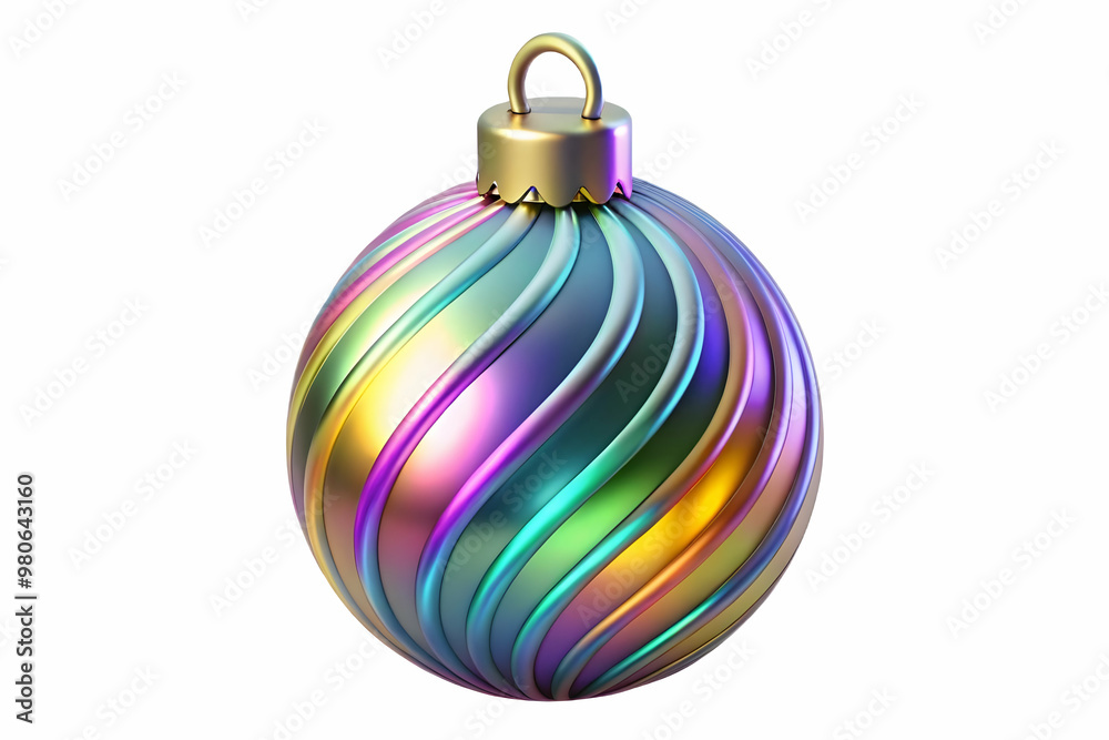 3D Holographic Christmas Ornament - Isolated Icon with Intricate Designs and Vibrant Colors, Perfect for Celebrating the Festive Spirit of New Year 2025