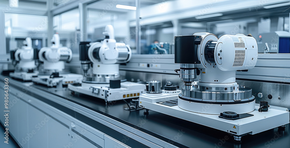 High-performance machines being tested for output efficiency in a futuristic lab, illustrating excellence in performance. Generative AI. High-performance machines being tested for output efficiency in a futuristic lab, illustrating excellence in performance. Generative AI.