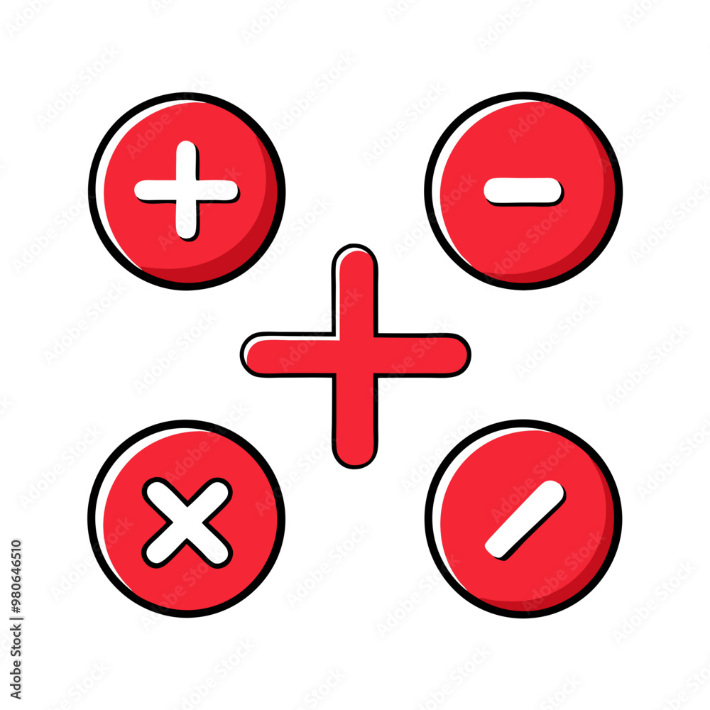 Basic Math Symbols in Red and White for Educational Concepts Basic Math Symbols in Red and White for Educational Concepts