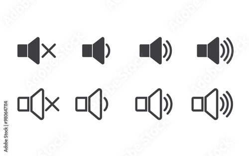 Sound icon stock illustration set, sound image png icons, vector sound image, editable sound icons