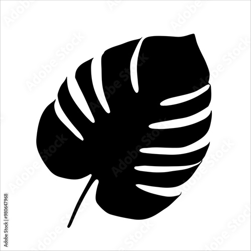 big monstera leaf icon silhouette vector