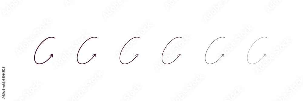 rotate arrow outline icon. Linear vector from user interface concept. 6 ...
