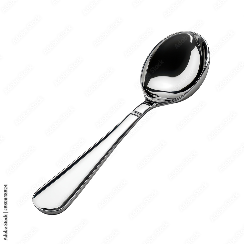 A shiny metallic spoon placed on a reflective surface, ideal for culinary or kitchen-related themes and food presentations. A shiny metallic spoon placed on a reflective surface, ideal for culinary or kitchen-related themes and food presentations.