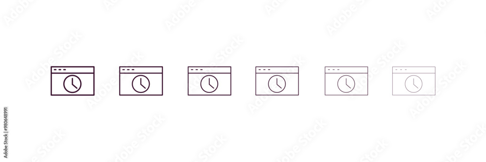 window time outline icon. Linear vector from user interface concept. 6 different line style window time icon included thin, light, regular, medium, bold, black