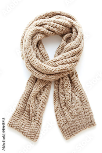 Soft, warm knitted scarf against a white backdrop