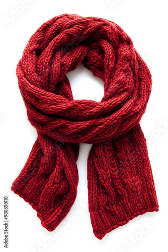 Soft, warm knitted scarf against a white backdrop