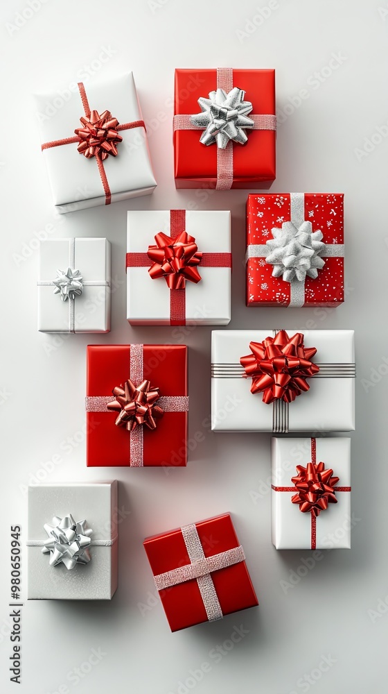 Obraz premium White and red gift boxes isolated on white