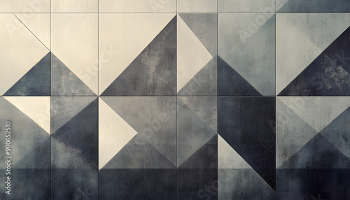 Clean, sharp geometric patterns in neutral tones, giving off a sleek, modern vibe