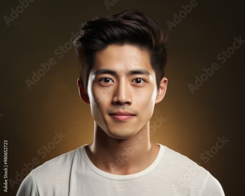 Portrait of a young handsome Asian man in casual clothes