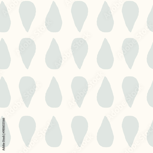 Hand drawn Minimal Neutral Seamless Pattern with Abstract Shapes. Pale pastel colored neutral endless background with droplets. Repeat vector illustration.