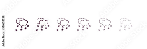 snowing outline icon. Linear vector from weather concept. 6 different line style snowing icon included thin, light, regular, medium, bold, black