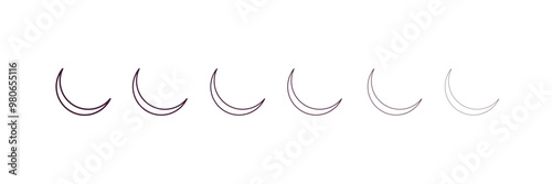 new moon outline icon. Linear vector from weather concept. 6 different line style new moon icon included thin, light, regular, medium, bold, black