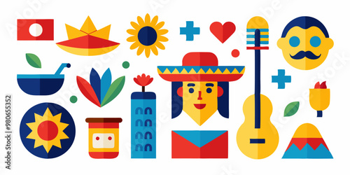 Wallpaper Mural Vibrant flat elements celebrating national hispanic heritage Torontodigital.ca