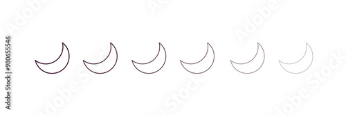 waxing moon outline icon. Linear vector from weather concept. 6 different line style waxing moon icon included thin, light, regular, medium, bold, black