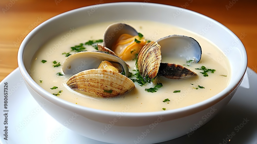 Creamy New England Clam Chowder, a comforting bowl of rich, velvety soup filled with tender clams, potatoes, and savory herbs. Creamy New England Clam Chowder, a comforting bowl of rich, velvety soup filled with tender clams, potatoes, and savory herbs.