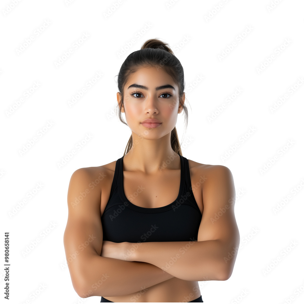 strong young woman in workout gear isolated on transparent background strong young woman in workout gear isolated on transparent background