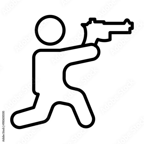 Shooting in sitting position icon style