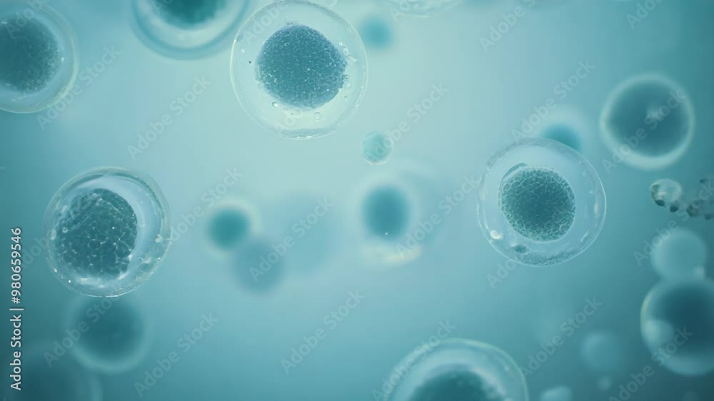 Abstract view of cells under a microscope, showcasing a scientific and biological