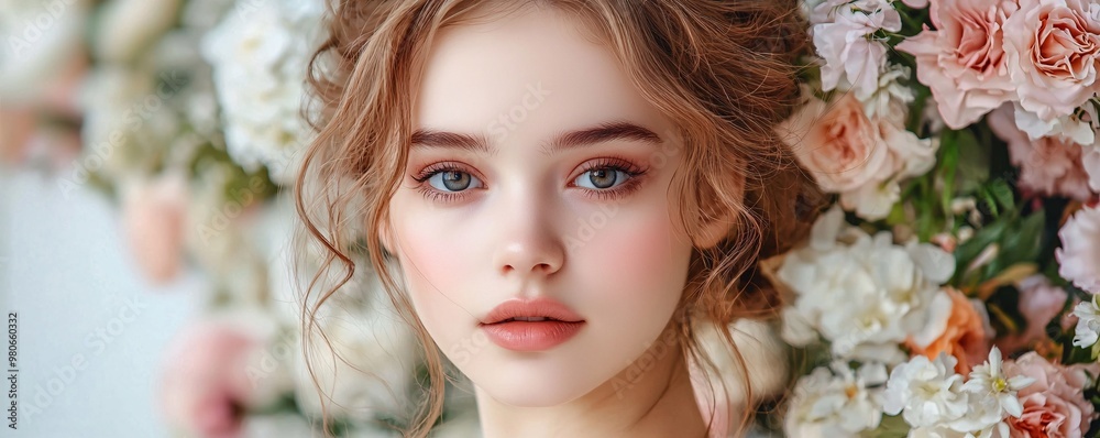 Beautiful woman with flowers. Beautiful woman with flowers.