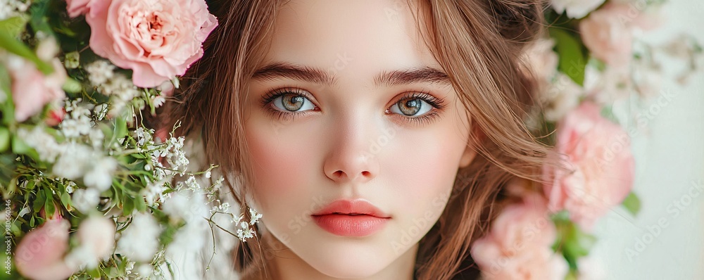 Beautiful Woman with Flowers. Beautiful Woman with Flowers.