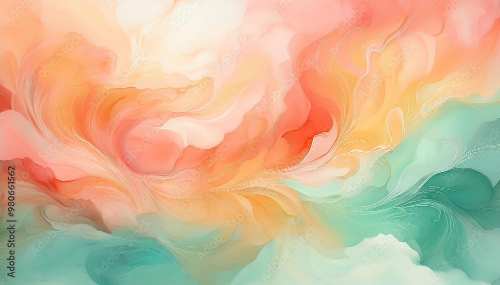 Abstract art in peach and green Abstract art in peach and green