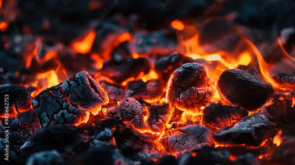Dramatic fire with large flames and glowing coals, creating a vivid background of heat, destruction, and energy. Dramatic fire with large flames and glowing coals, creating a vivid background of heat, destruction, and energy.