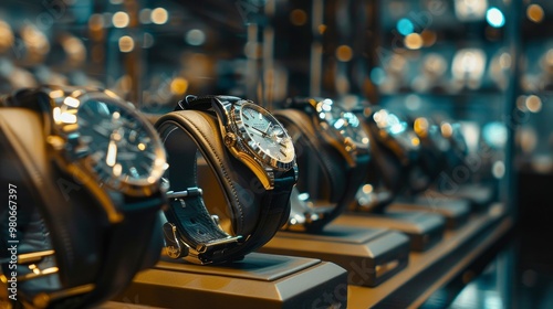 A display of elegant watches in a luxury store.