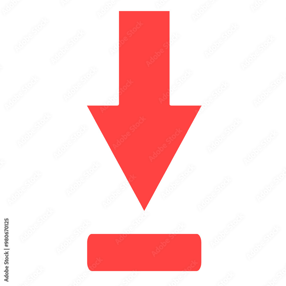 Red download icon symbol button arrow 