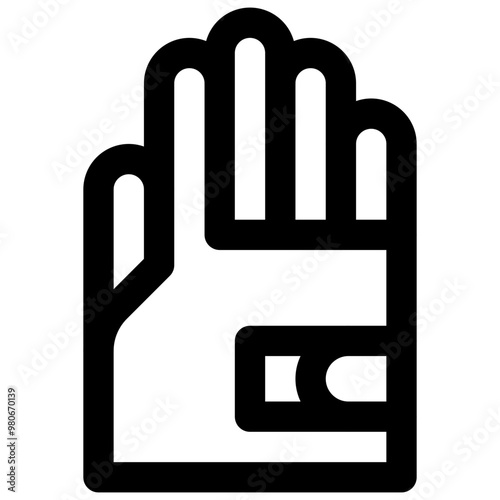 Snow gloves. Editable stroke vector icon.