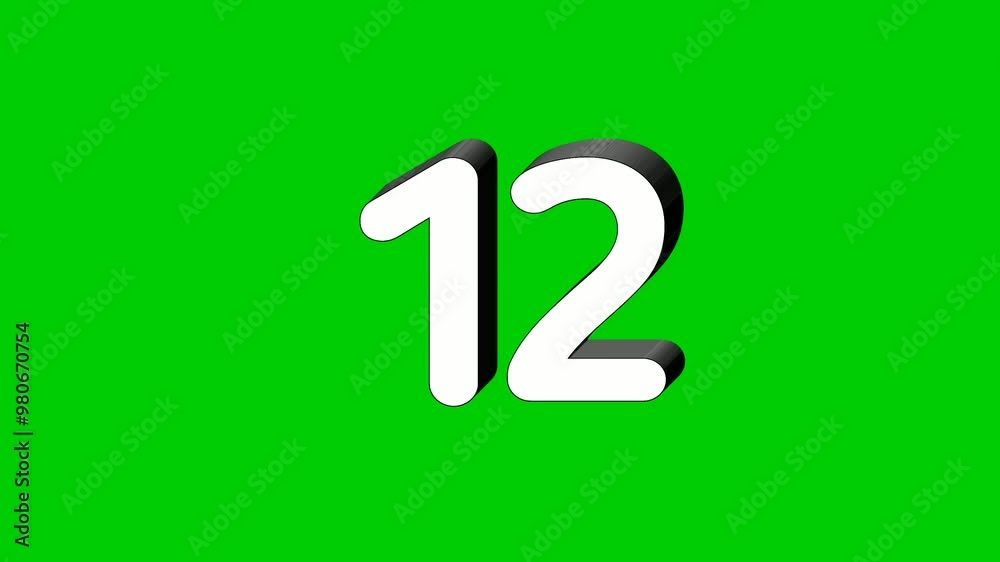 3D Number 12 twelve sign symbol animation motion graphics icon on green screen background,the number reveal on smoke,cartoon video number for video elements 3D Number 12 twelve sign symbol animation motion graphics icon on green screen background,the number reveal on smoke,cartoon video number for video elements