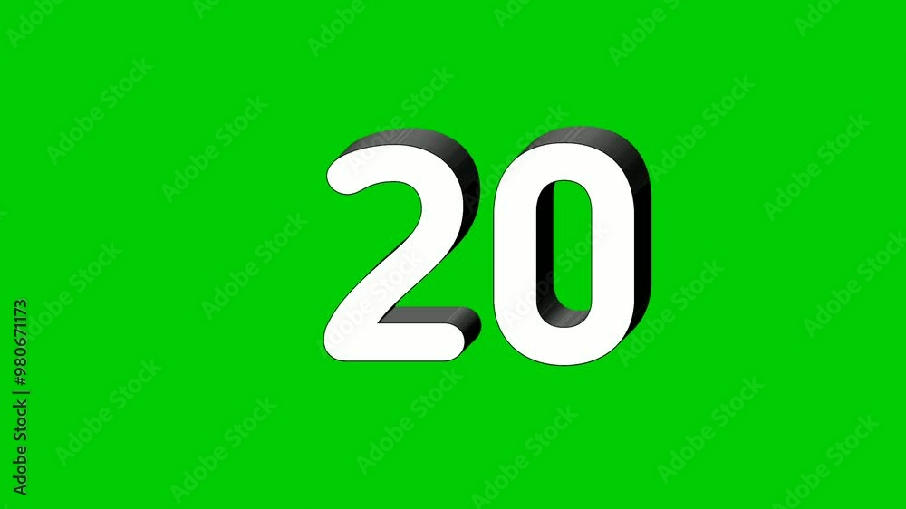 3D Number 20 twenty sign symbol animation motion graphics icon on green screen background,the number reveal on smoke,cartoon video number for video elements 3D Number 20 twenty sign symbol animation motion graphics icon on green screen background,the number reveal on smoke,cartoon video number for video elements