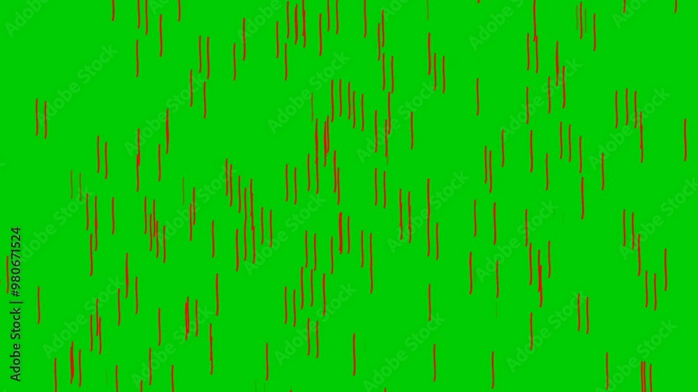 Animation rain of red blood motion graphics on green screen.chroma key Animation rain of red blood motion graphics on green screen.chroma key