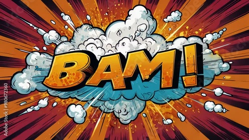 Illustration of a comic explosion with the word 'BAM!' Comic explosion art