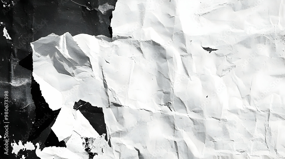 Abstract Black and White Crumpled Paper Texture Background, Ideal for ...