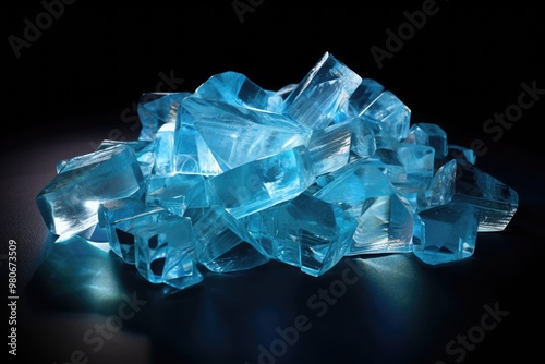 Close up view of blue gemstones