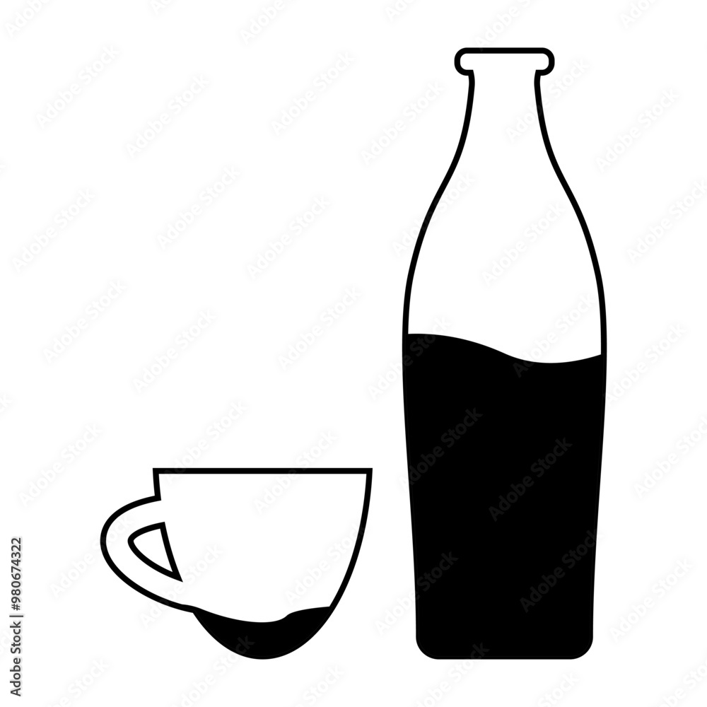 glass or cup and bottle icon glass or cup and bottle icon