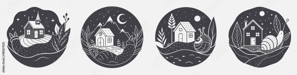 slow living lifestyle by four houses countryside at night presence snail themed template collection slow living lifestyle by four houses countryside at night presence snail themed template collection