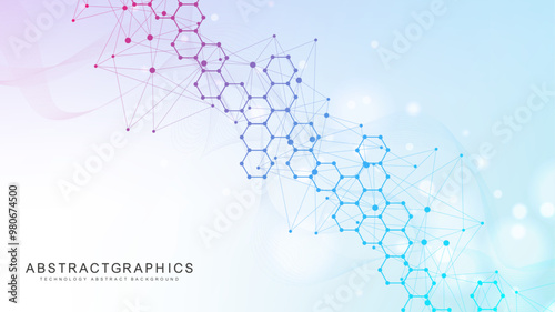 Modern health care abstract background with lines, dots and hexagons. Medical innovation banner template concept. Vector illustration.