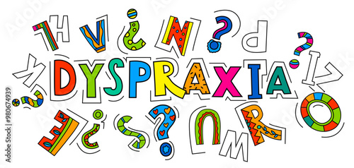 Dyspraxia concept. Coordination disorder banner. Balance issues horizontal poster. photo