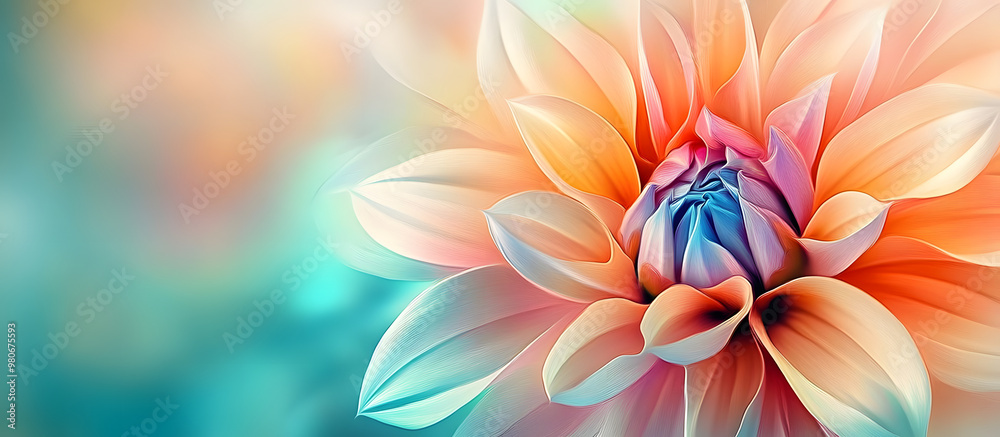 Abstract flower over soft gradient background with copy space image Abstract flower over soft gradient background with copy space image