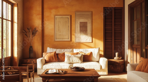 Wallpaper Mural Sala contemporánea con tonos ocres y estilo natural Torontodigital.ca