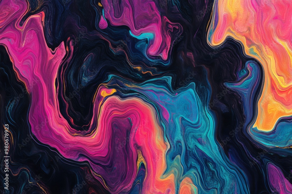 Abstract swirling pattern of vibrant colors. Digital art, creative graphic design, artistic background.