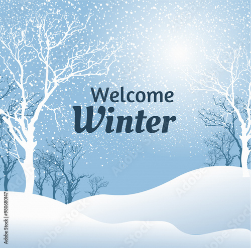 winter landscape with trees and snow | Happy Winter Season | EPS Vector